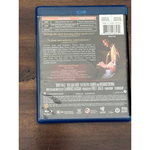 Body Heat Blue Ray DVD - Picture 2 of 3